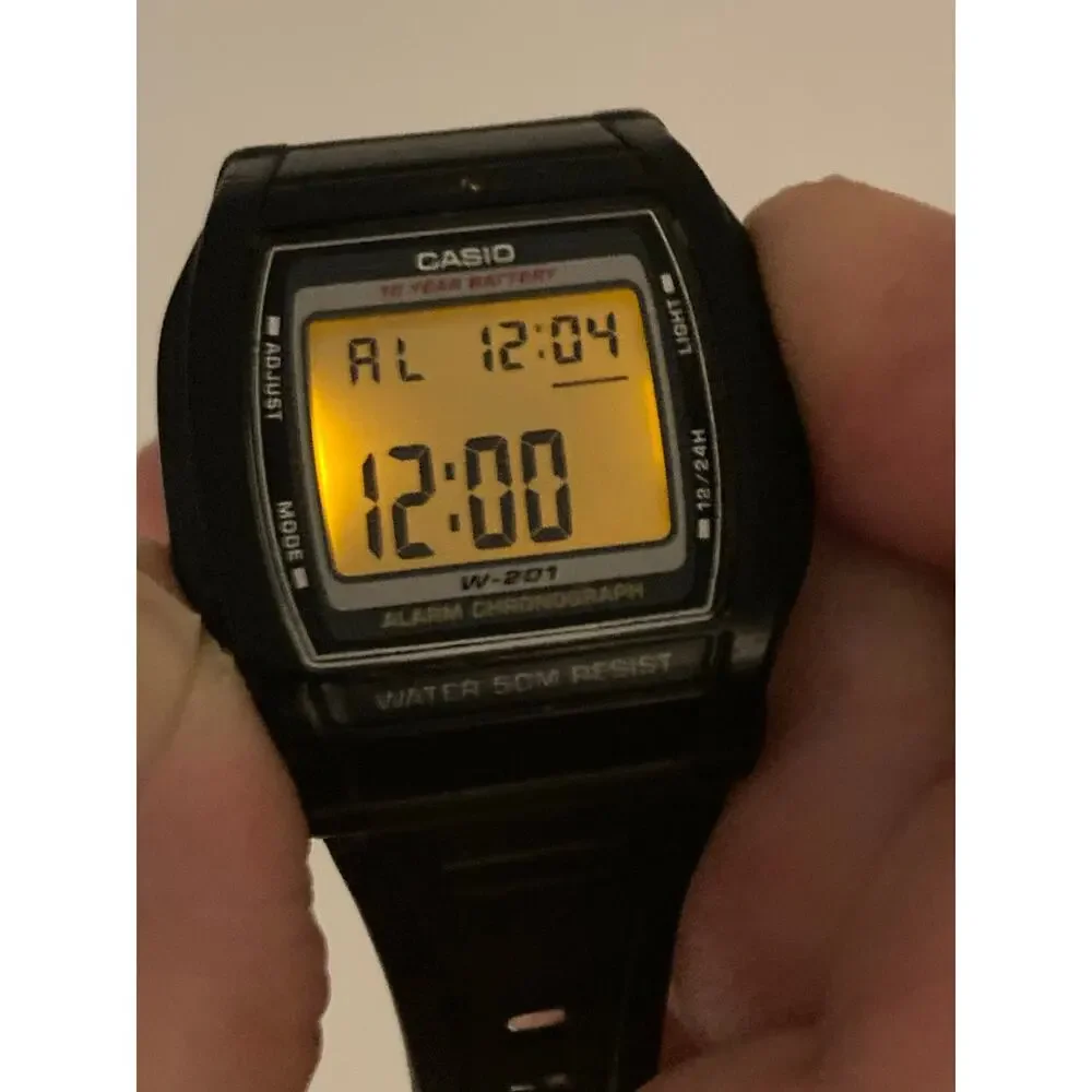 Casio Illuminator W-201 Men's Multifunction Watch 36mm - New Battery Alarm WR